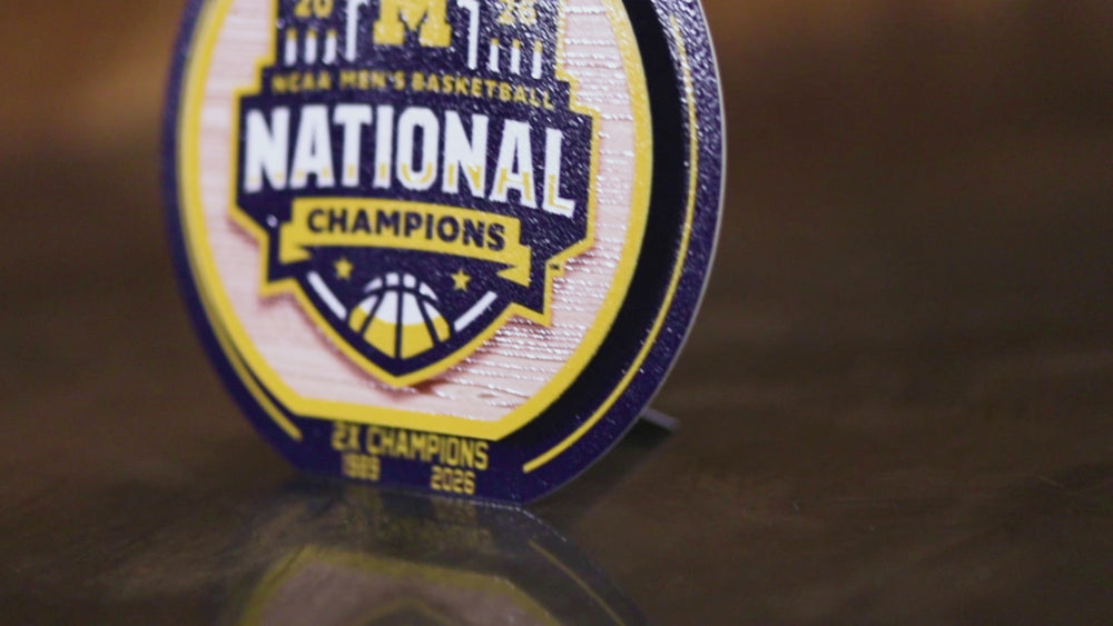 Michigan Wolverines "Double Play" 2026 Men's Basketball National Champions On the Shelf or on the Wall Art