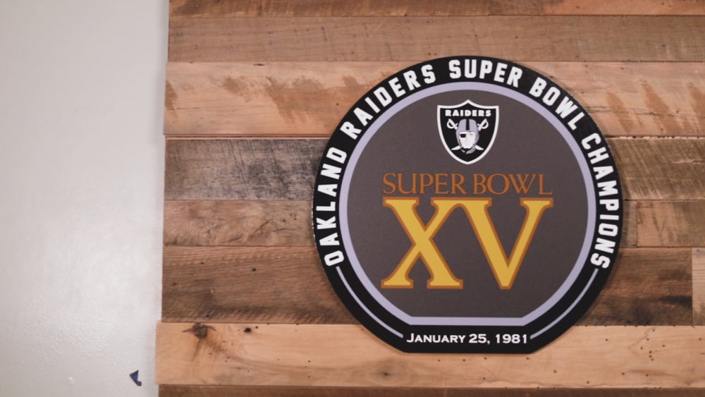 VARSITY Collection- Single Layer Las Vegas Raiders Super Super Bowl XV Metal Wall Art