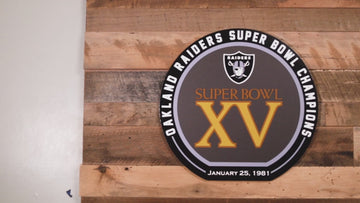 VARSITY Collection- Single Layer Las Vegas Raiders Super Super Bowl XV Metal Wall Art