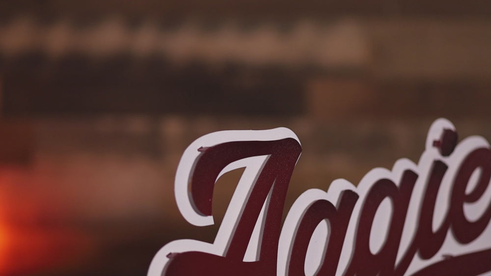Texas A&M "Aggies" Script 3D Vintage Metal Wall Art