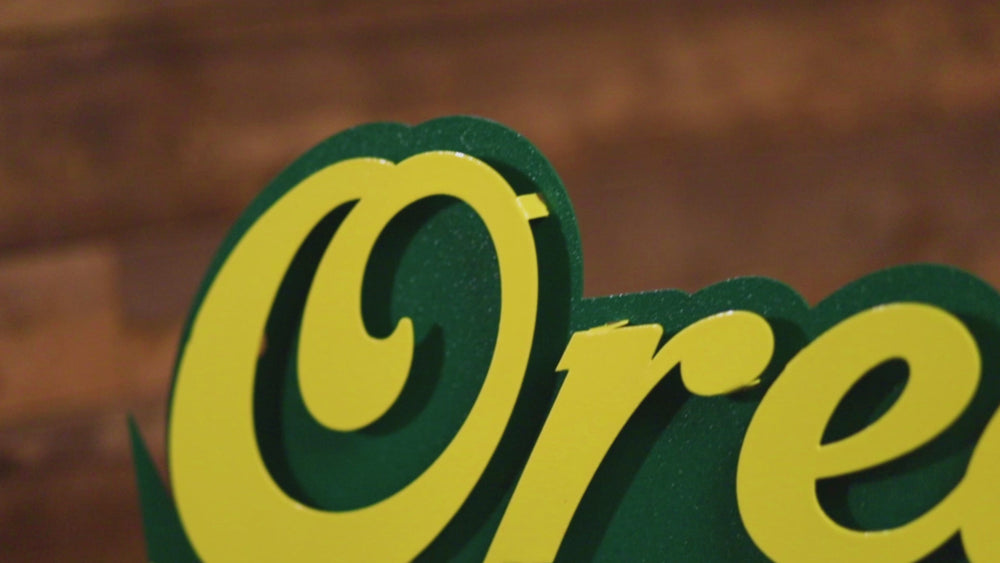 Oregon Ducks  Script 3D Vintage Metal Wall Art