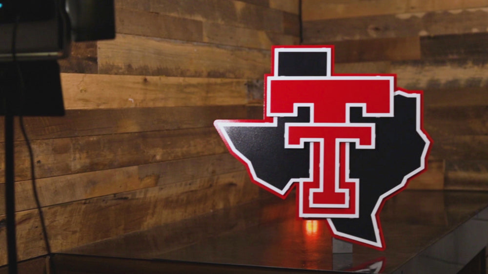 Texas Tech Red Raiders Double T On State 3D Metal Wall Art