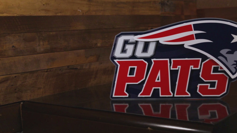 New England Patriots - Hex Head EXCLUSIVE "Go Pats" Wordmark 3D Metal Wall Art