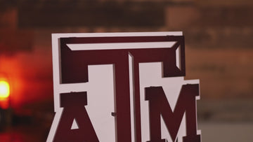 Texas A&M 3D Vintage Metal Artwork - Aggie Maroon/ White