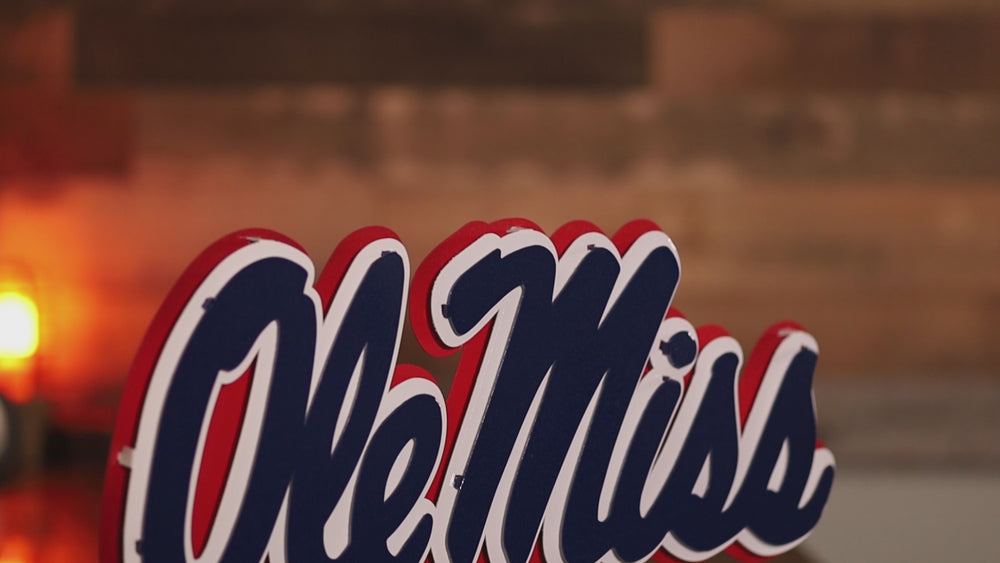 Mississippi Ole Miss Script 3D Vintage Metal Wall Art