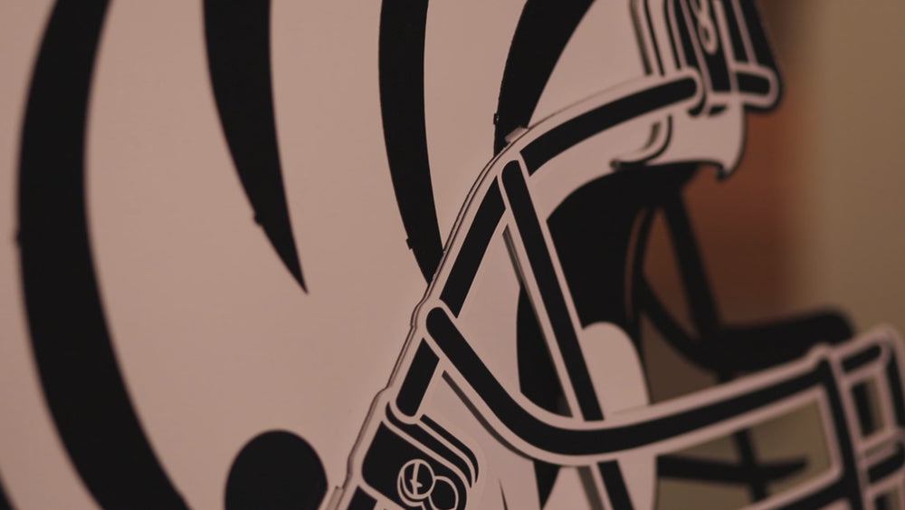 Cincinnati Bengals BLITZ Collection - 8 Layer Black & White Helmet 3D Vintage Metal Wall Art