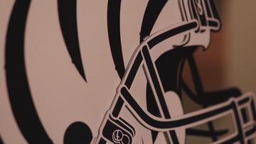 Cincinnati Bengals BLITZ Collection - 8 Layer Black & White Helmet 3D Vintage Metal Wall Art