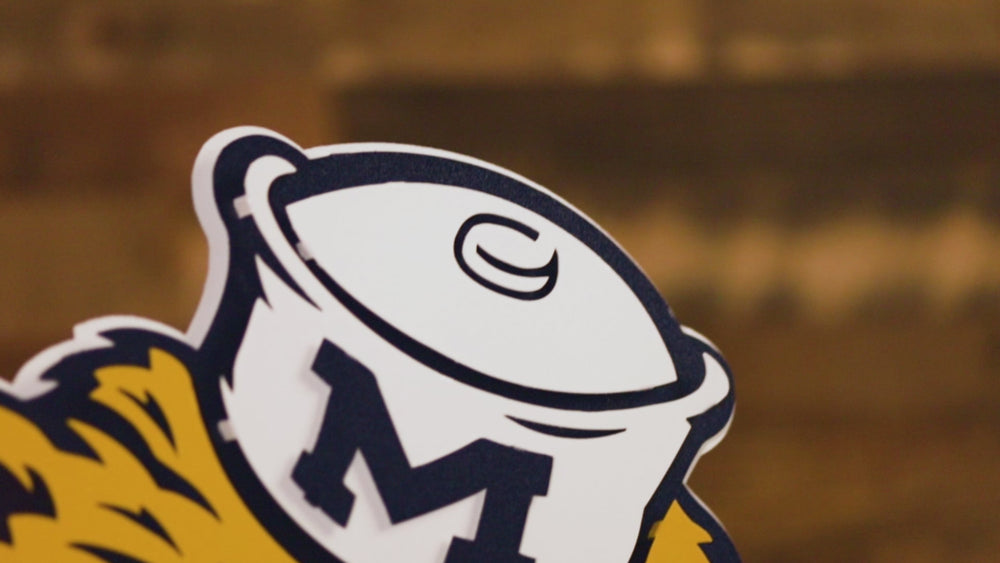 Michigan Wolverines VAULT Mascot 3D Vintage Metal Wall Art