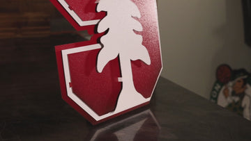 Stanford Cardinal "Block S with White Tree" 3D Vintage Metal Wall Art