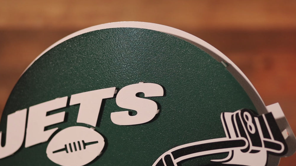 CLOSE OUT -- New York Jets BLITZ Collection 8 Layer Helmet 3D Vintage Metal Wall Art