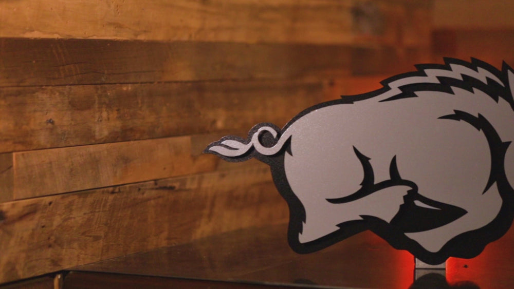 MONOCHROME - Arkansas Razorbacks "RUNNING TUSK" 3D Vintage Metal Wall Art