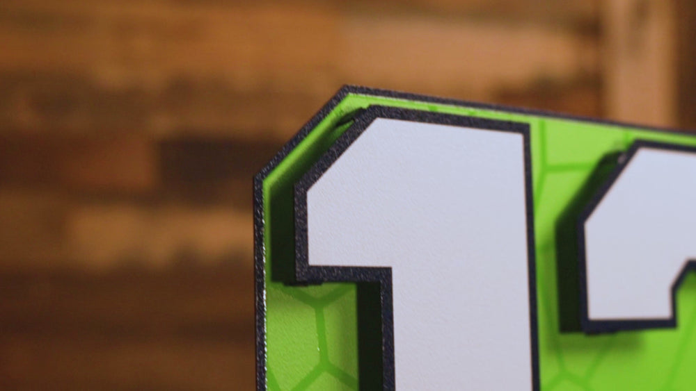 Seattle Seahawks - Hex Head EXCLUSIVE "12 As One" Wordmark 3D Metal Wall Art