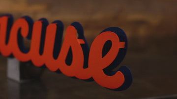 Syracuse Orange Cursive Script 3D Vintage Metal Wall Art