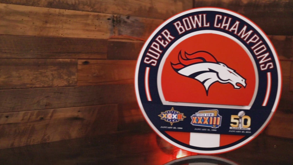 Denver Broncos DYNASTY - Super Bowl Wins w/ Replaceable Icon Plate 3D Vintage Metal Wall Art