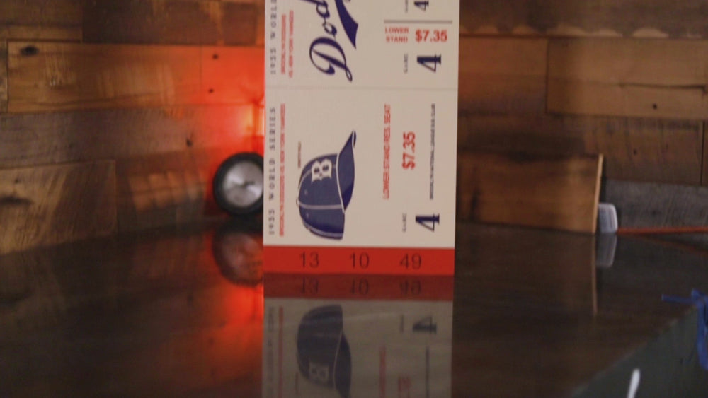 Los Angeles Dodgers Personalized 1955 World Series Ticket Stub Single Layer Metal Wall Art