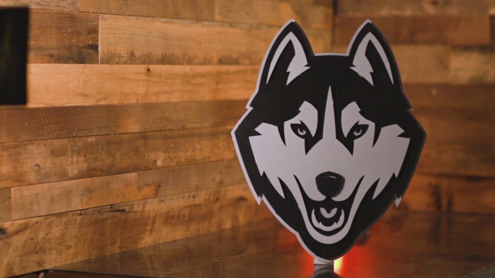 MONOCHROME - Connecticut UCONN Huskies Mascot 3D Metal Wall Art