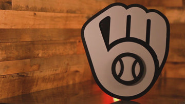 MONOCHROME -  Milwaukee Brewers Current "BALL-IN-GLOVE" 3D Vintage Metal Wall Art