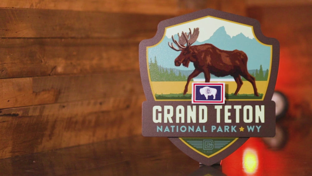 Grand Teton National Park Badge 3D Metal Wall Art
