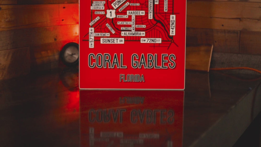 Coral Gables, Florida School Street Poster Single Layer Metal Wall Art