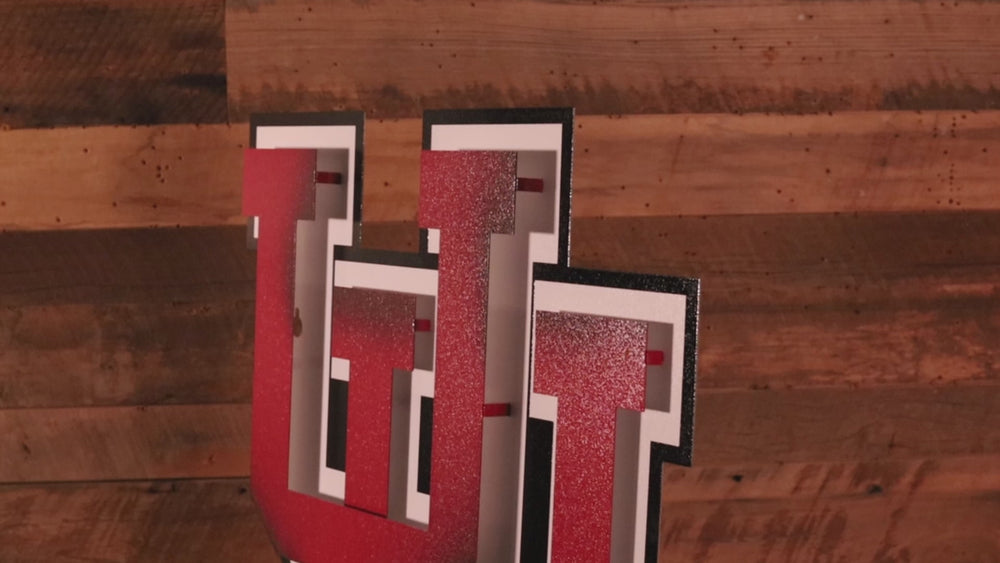 Utah Utes Interlocking U Logo 3D Vintage Metal Wall Art