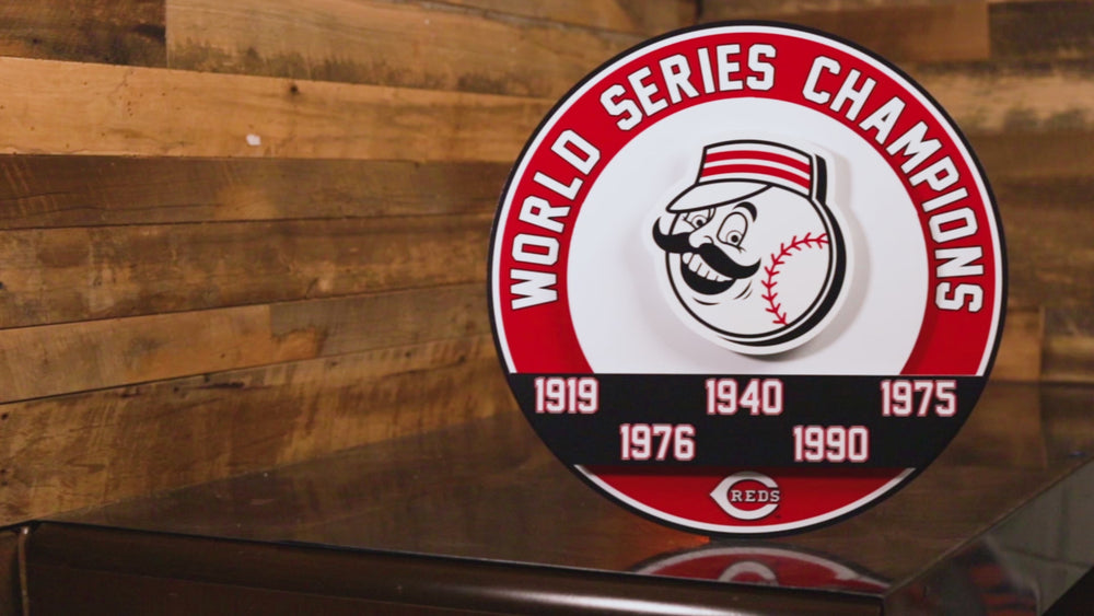 Cincinnati Reds DYNASTY - World Series  Wins w/ Replaceable Icon Plate 3D Vintage Metal Wall Art