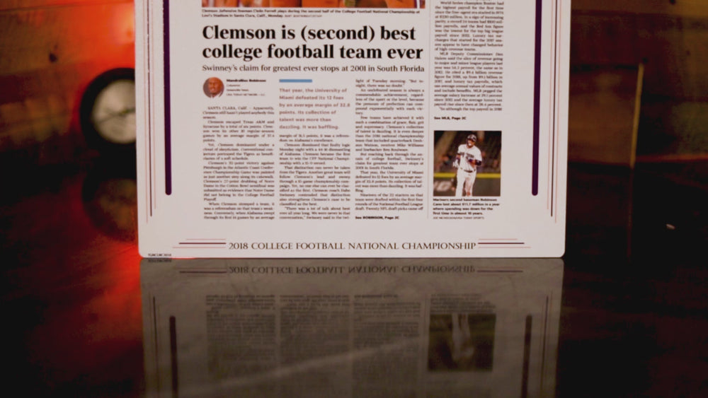 Greenville News Clemson Tigers 2018 Football National Champions Front Page - JAN 9, 2019