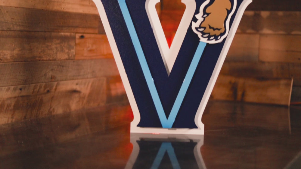 Villanova "Wildcat over the V" 3D Metal Artwork