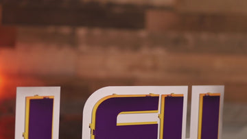 Louisiana State "LSU" Purple on Gold 3D Vintage Metal Wall Art