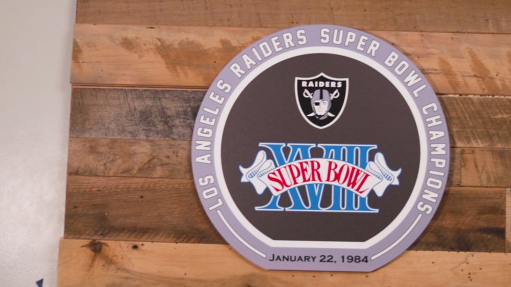 VARSITY Collection- Single Layer Las Vegas Raiders Super Super Bowl XVIII Metal Wall Art