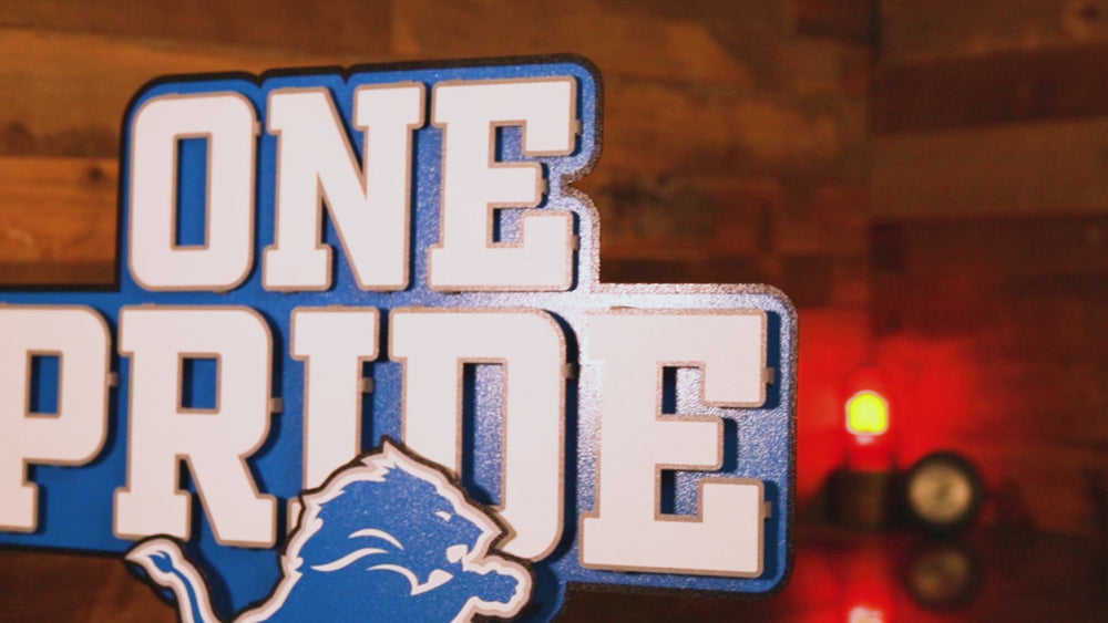 Detroit Lions - Hex Head EXCLUSIVE "One Pride" Wordmark 3D Metal Wall Art