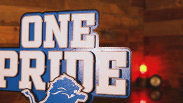 Detroit Lions - Hex Head EXCLUSIVE "One Pride" Wordmark 3D Metal Wall Art