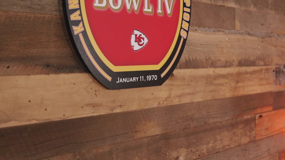 VARSITY Collection- SINGLE layer Kansas City Chiefs Super Bowl IV Metal Wall Art