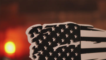 Tattered American Flag - Thin Blue Line 3D Metal Wall Art