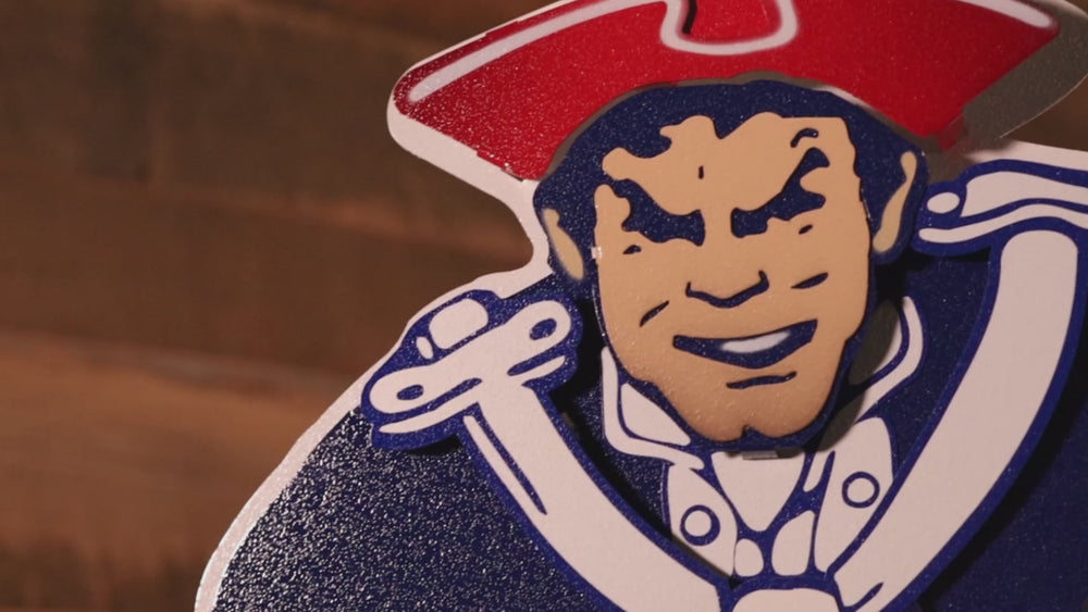 New England Patriots Throwback "1961 Pat Patriot" 3D Vintage Metal Wall Art