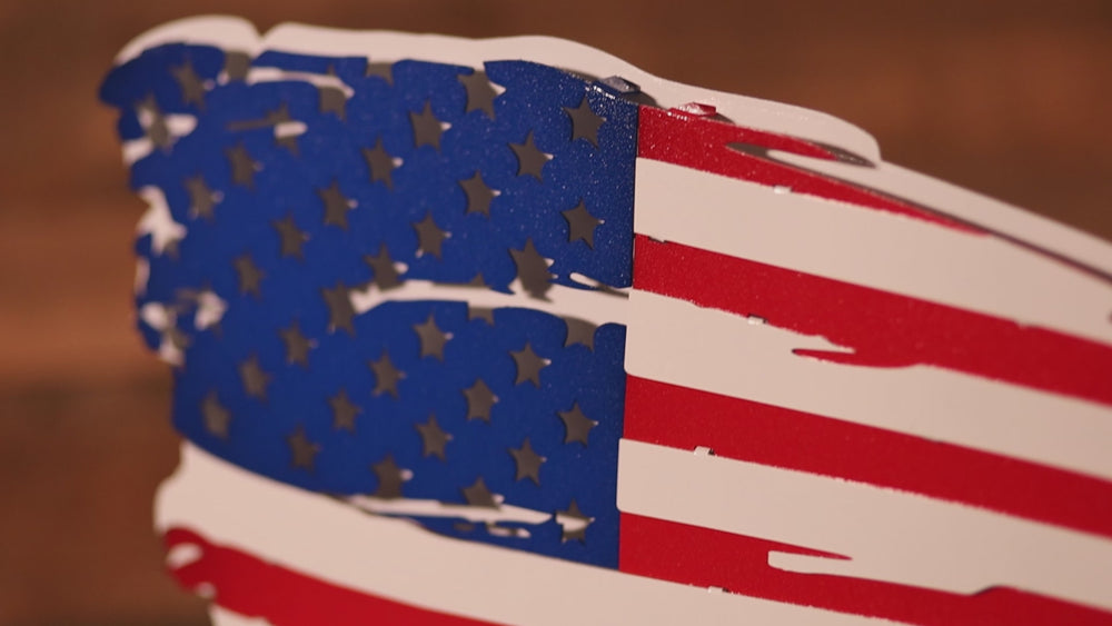 Tattered American Flag 3D Metal Wall Art