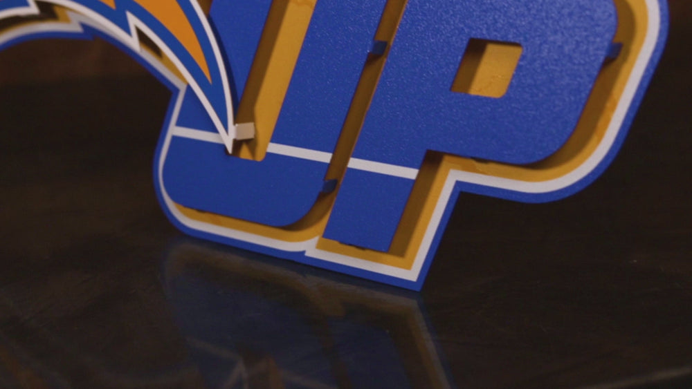 Los Angeles Chargers - Hex Head EXCLUSIVE "Bolt Up" Wordmark 3D Metal Wall Art