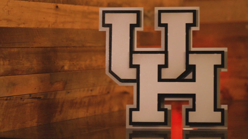 MONOCHROME -- Houston Cougars Interlocking "UH" 3D Metal Wall Art