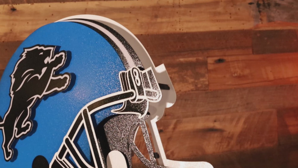 Detroit Lions BLITZ Collection - 8 Layer Alternate Helmet 3D Vintage Metal Wall Art