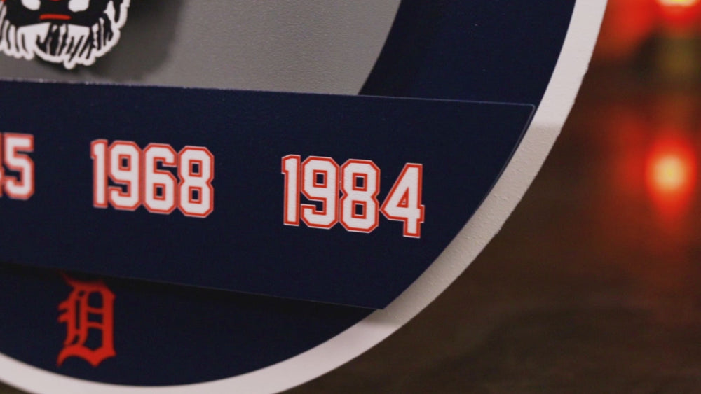 Detroit Tigers DYNASTY - World Series  Wins w/ Replaceable Icon Plate 3D Vintage Metal Wall Art