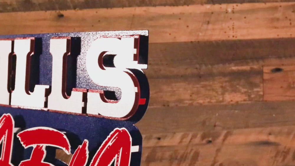 Buffalo Bills "BILLS MAFIA" Wordmark 3D Vintage Metal Wall Art