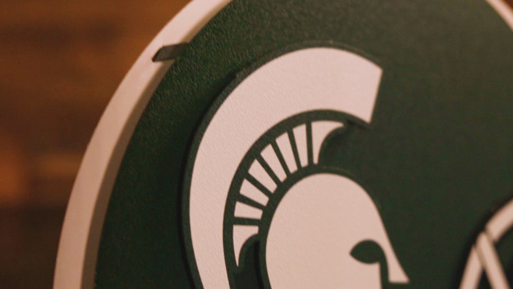Michigan State Spartans BLITZ COLLECTION - 8 LAYER Helmet 3D Metal Wall Art