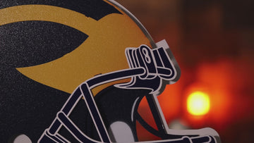 Michigan Wolverines BLITZ Collection- 8 Layer  "Winged" Helmet 3D Metal Wall Art