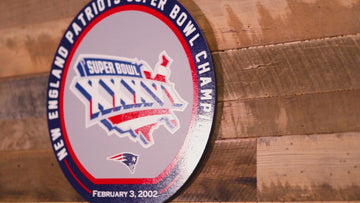 VARSITY Collection- Single Layer New England Patriots Super Bowl XXXVI Metal Wall Art