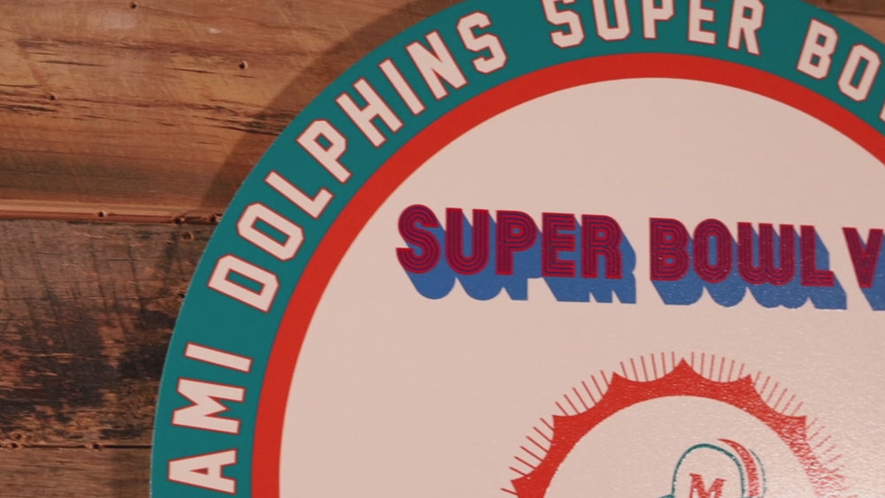 VARSITY Collection- SINGLE Layer Miami Dolphins Super Bowl "VII" Metal Wall Art