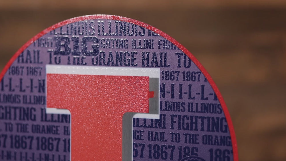 Illinois Fighting Illini Block "I" in ORANGE CRAFT SERIES 3D Vintage Metal Wall Art