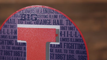 Illinois Fighting Illini Block "I" in ORANGE CRAFT SERIES 3D Vintage Metal Wall Art