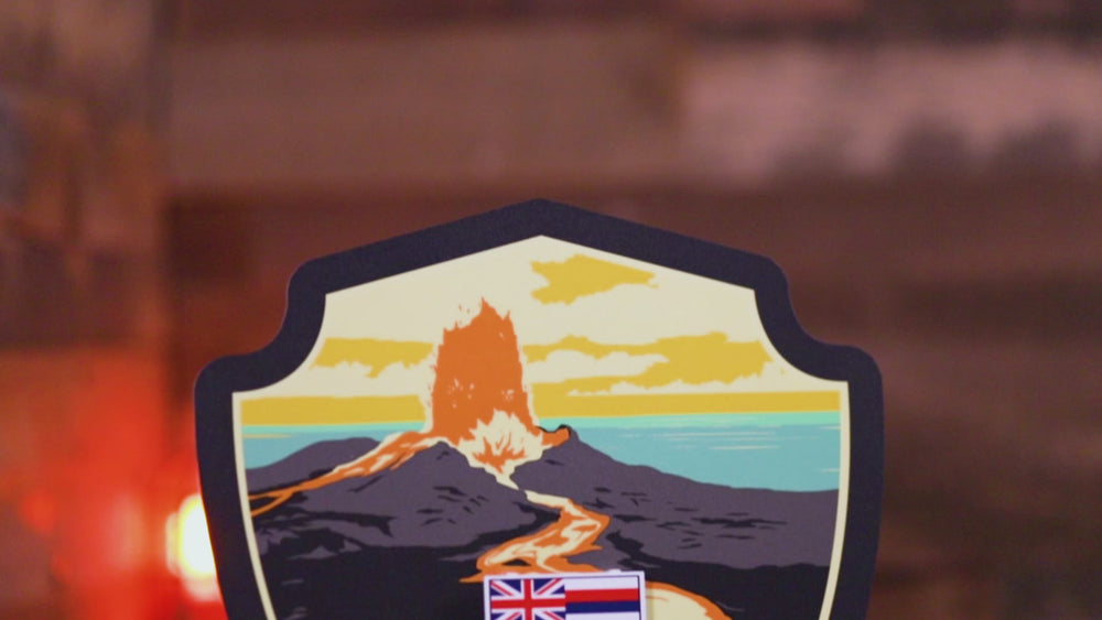 Hawaii Volcanoes National Park Badge 3D Metal Wall Art