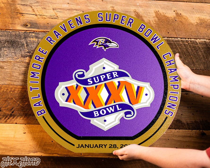 VARSITY Collection- Single Layer Baltimore Ravens Super Bowl XXXV  Metal Wall Art