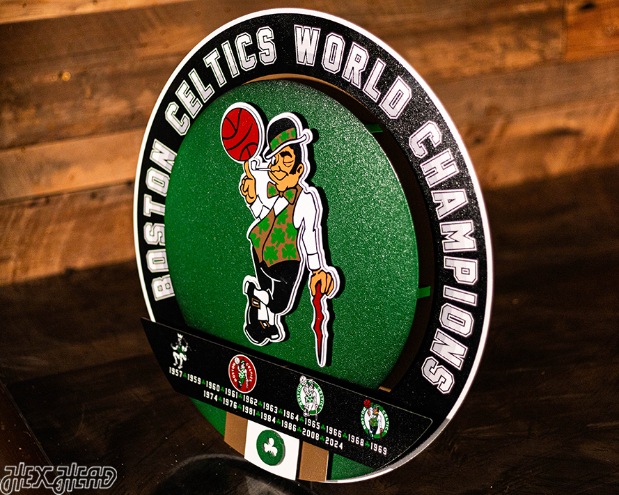 Boston Celtics  DYNASTY- World Championship Wins w/ Replaceable Icon Plate 3D Metal Wall Art