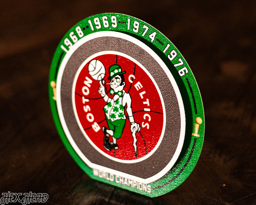 Boston Celtics "1968-1976" NBA World Champions "Double Play" On the Shelf or on the Wall Art